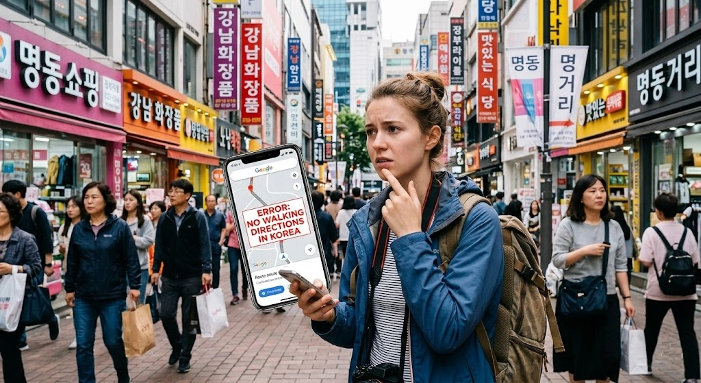 tourist who is finding route looking at smartphone map