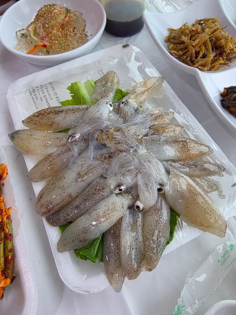 Fresh small squid served at Jango Port Silchi Festival in Dangjin